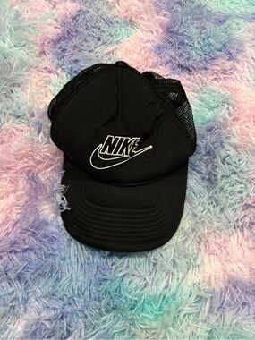 Nike Black Cap with White Swoosh Logo